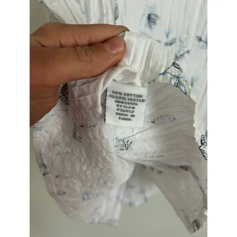 Dressbarn White Floral Sleeveless Blouse - Women's Large - Picture 7 of 7